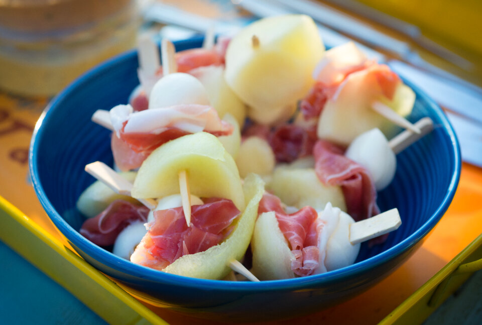 Melon, ham and mozarella