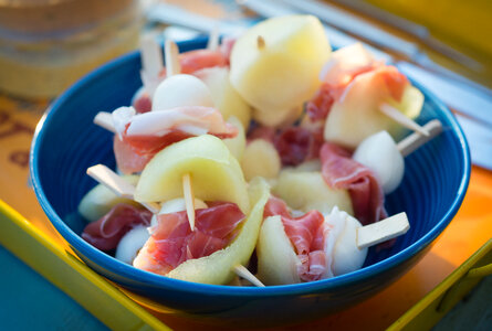 Melon, ham and mozarella