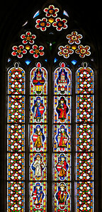 stained glass window with saints photo