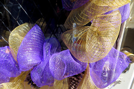 gold and purple fabric