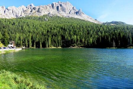 Dolomites and lake photo