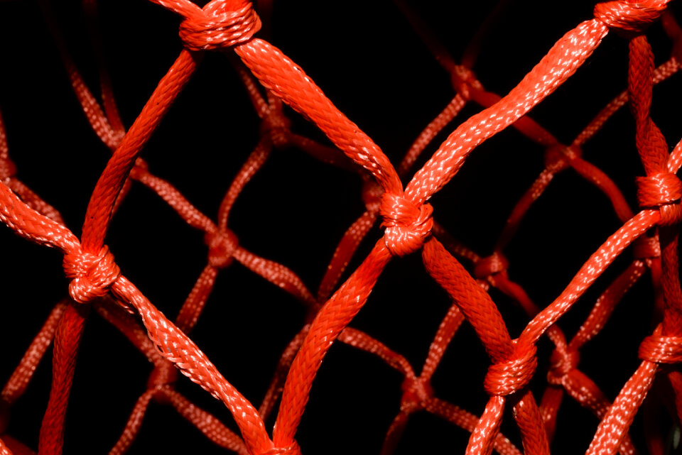 Basketball net close up