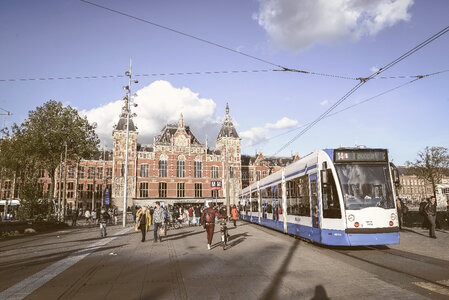 Tram at Amsterdam central photo