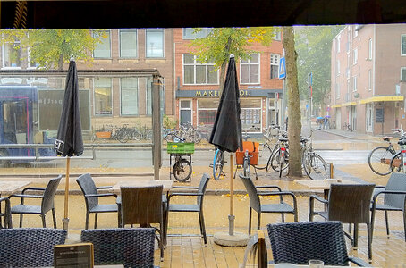 terrace in the rain