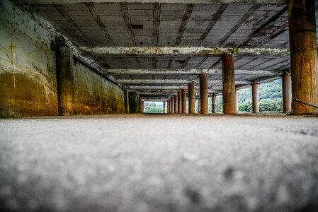 Columns in abandoned garage
