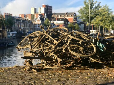 Fishing for Bikes in the canals of Groningen | The Netherlands photo