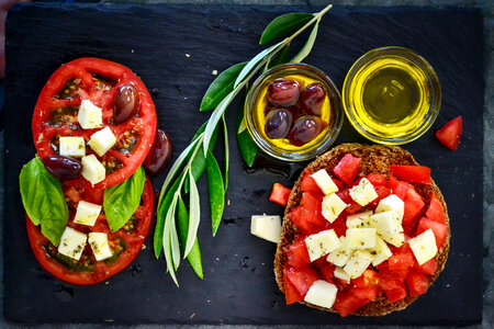 Dakos, Tomato, Olives, Olive Oil photo