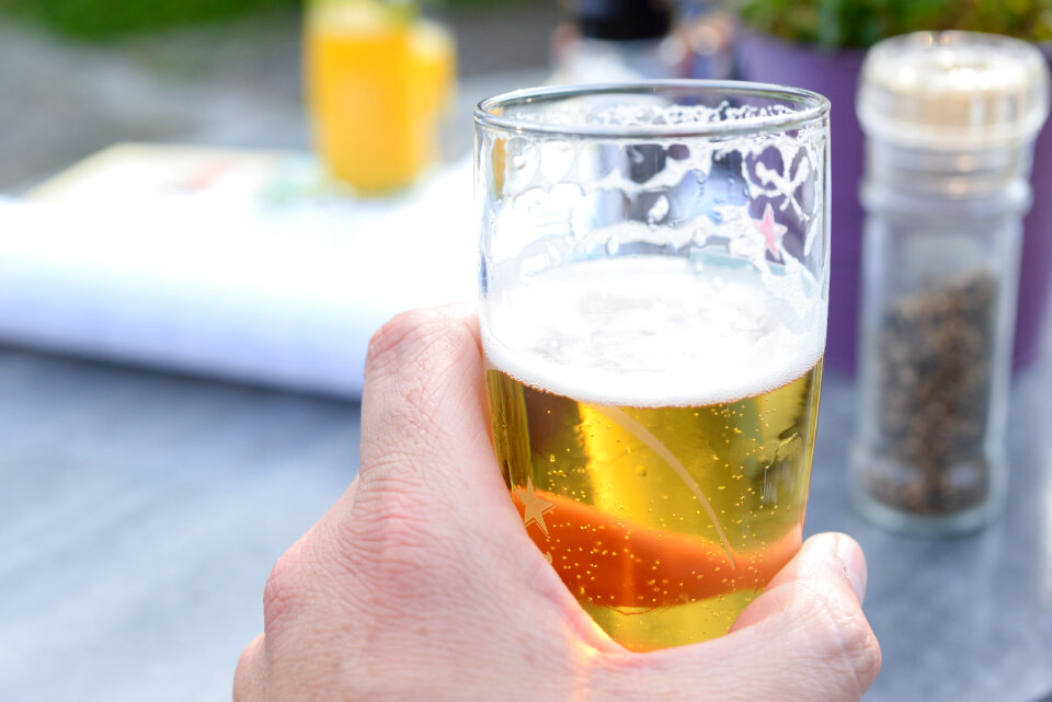 Drinking a cold beer photo