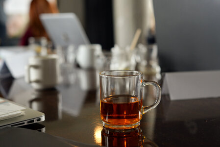 Drinking tea at the workplace photo