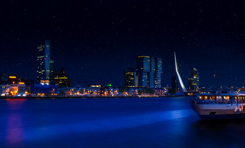 Rotterdam skyline at night photo