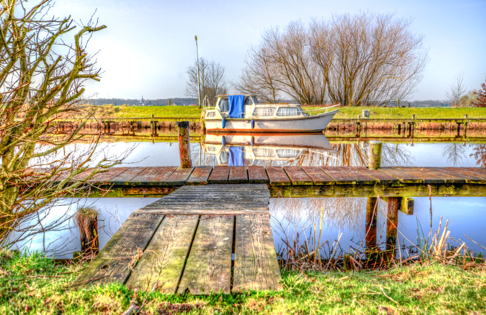 Boat docked in a canal