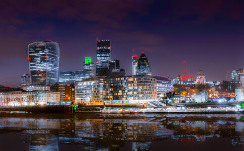 The London city at sunset photo