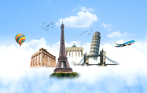 European monuments in the clouds photo