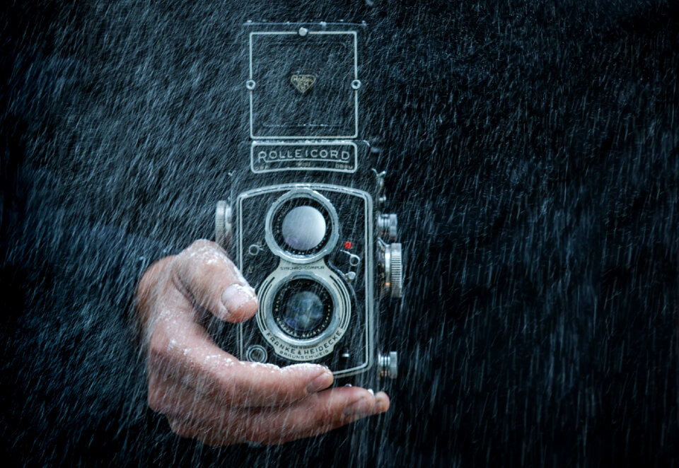 Camera flour splash photo