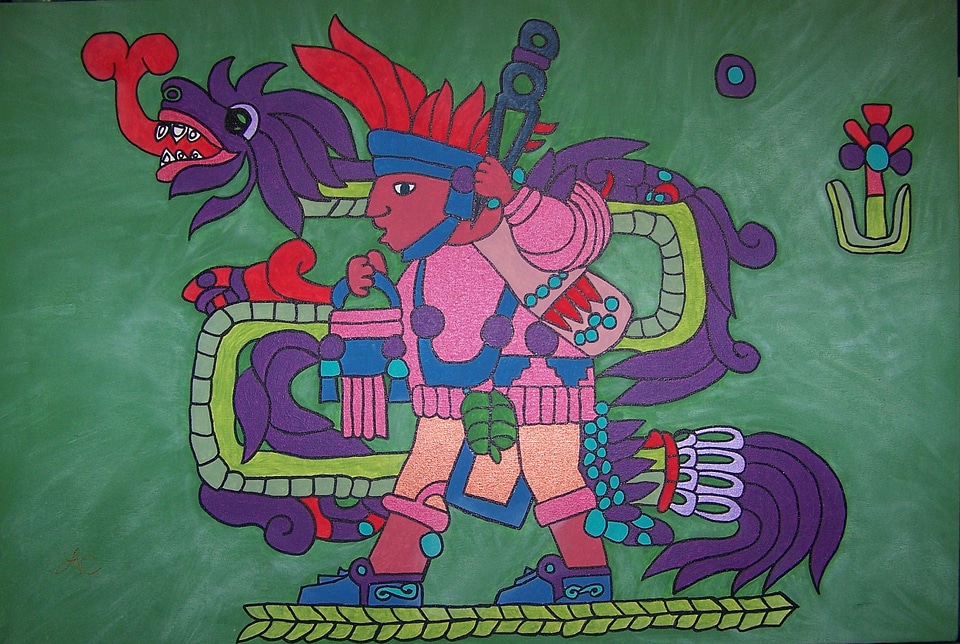 Feathered serpent acrylic canvas