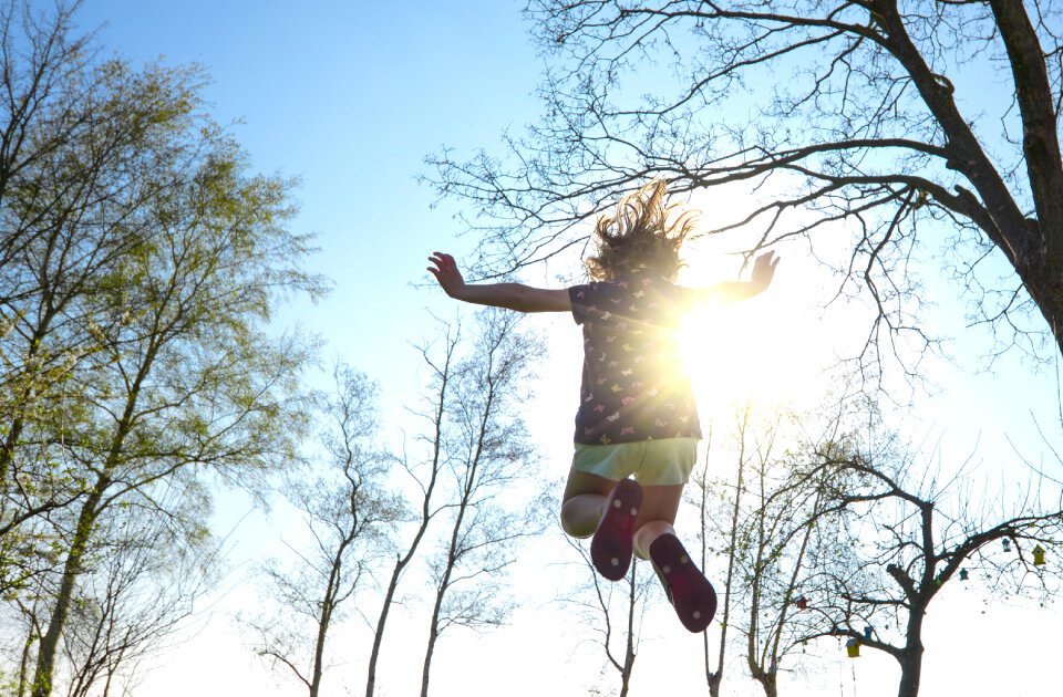 girl on trampoline