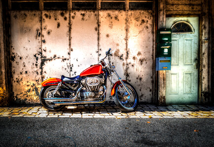 Parked motorcycle HDR photo