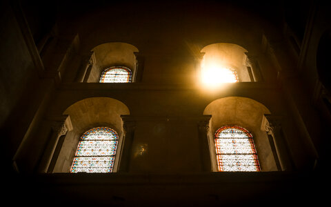 Sun peeking through church windows
