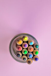 Jar with color pencils photo