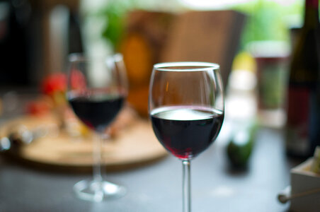 Glasses with red wine photo
