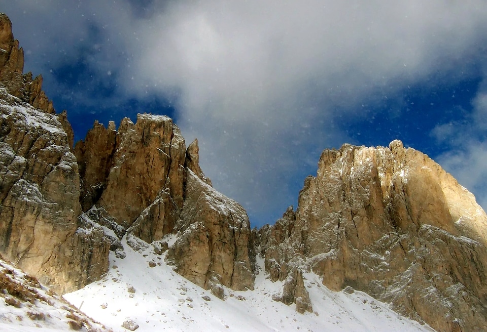 Blue white dolomites winter photo