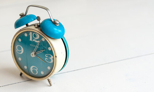 Blue alarm clock photo