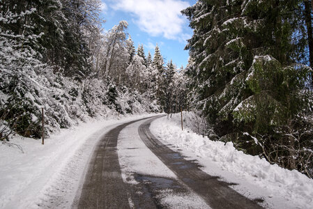 Snow road corner photo