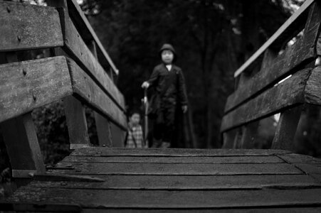 Little boy and the bridge photo