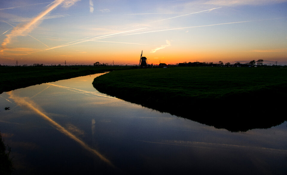 Mill at sunset photo