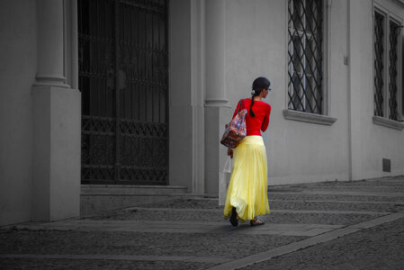 Woman in red photo