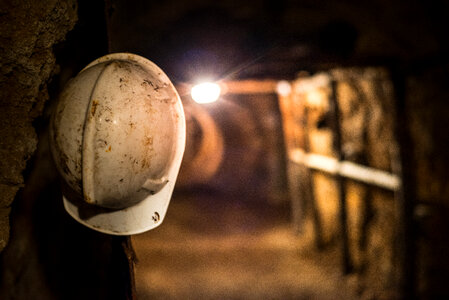 Helmet in a mine photo