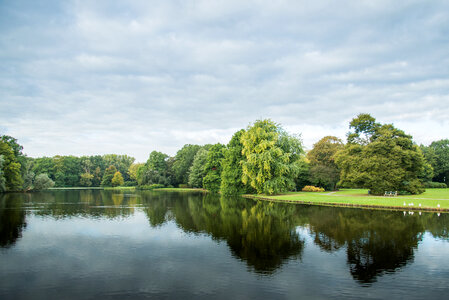 Green park, and a lake