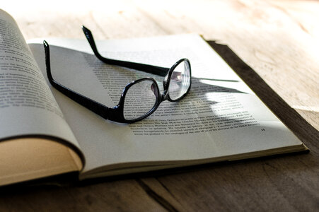 Glasses and a book photo