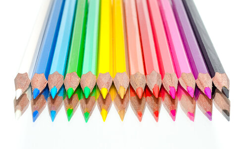 Pencils in a row photo