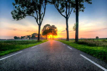 Sunset on the road photo