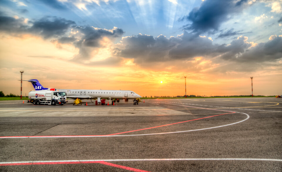 Airplane getting fuel photo