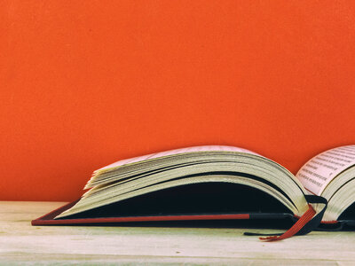 Red background book photo
