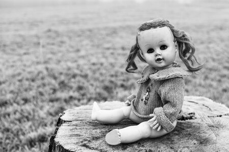 Vintage Doll in Black and White photo