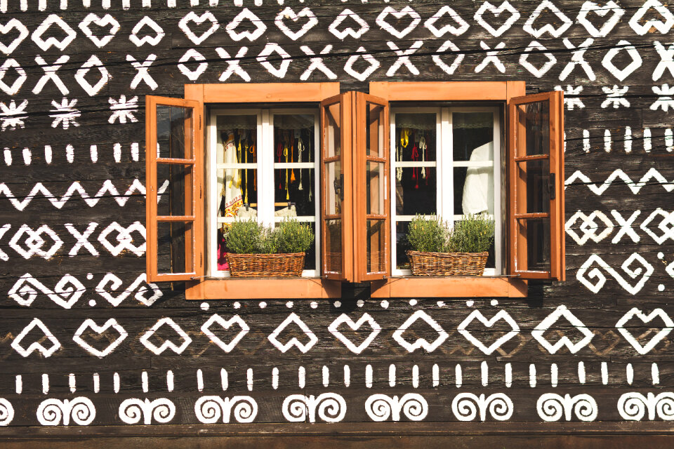 Painted Timbered House with Two Windows