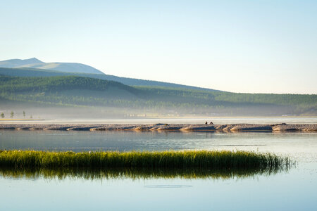 Morning at Lake KhГ¶vsgГ¶l in Mongolia