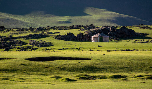 Mongolian Landscape with Yurt photo