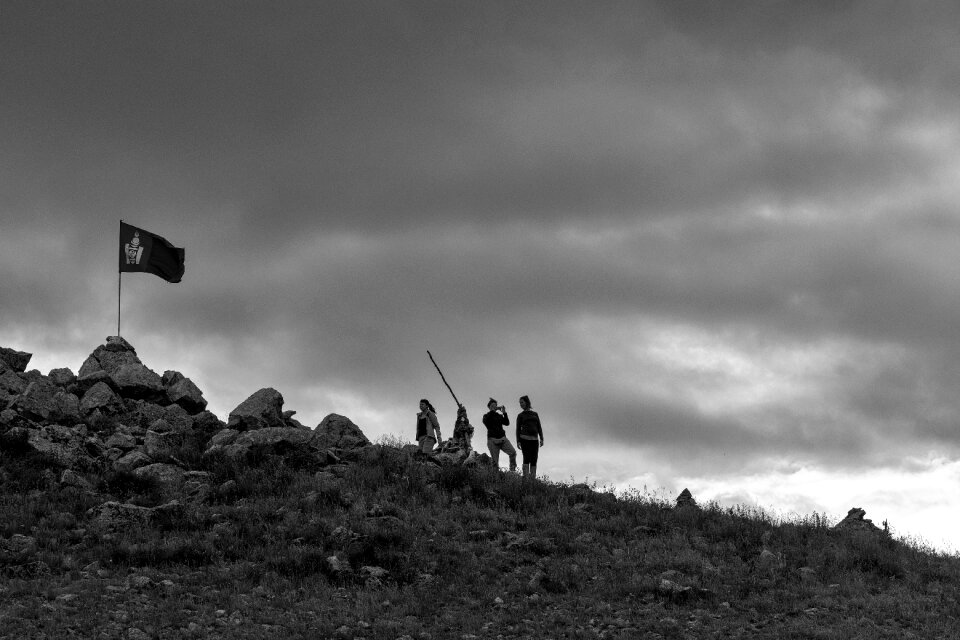 Hiking Tourists in Mongolia photo