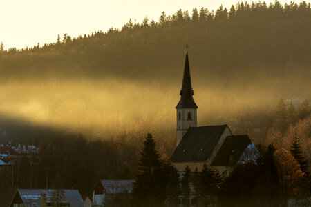 Church in the Evening Mist photo