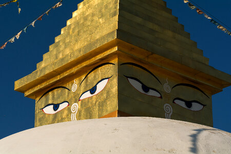 Golden stupa with Buddha’s eyes photo