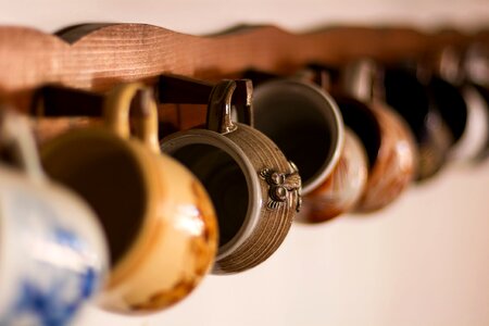 Tea cups on the wall photo