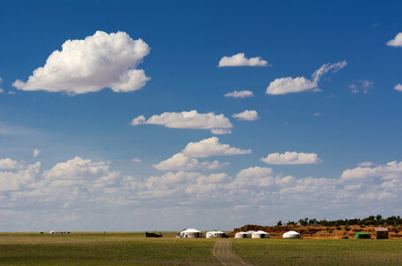 Yurts in the Mongolian Landscape photo