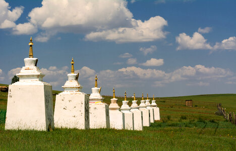 Buddhist Stupas in Mongolian Steppe photo