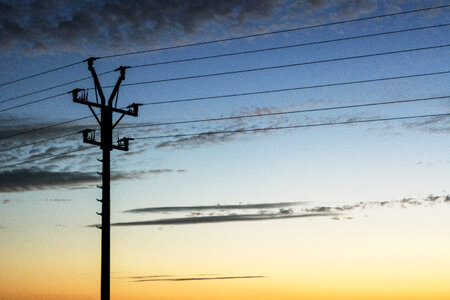 Electric Pole Sunset Landscape photo