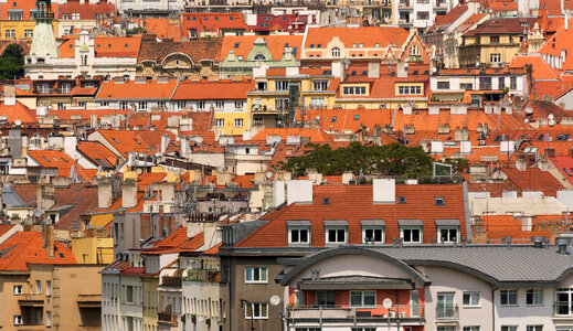 Cityscape of Town Houses Roofs photo