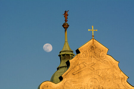 Top of Christian Church and Moon